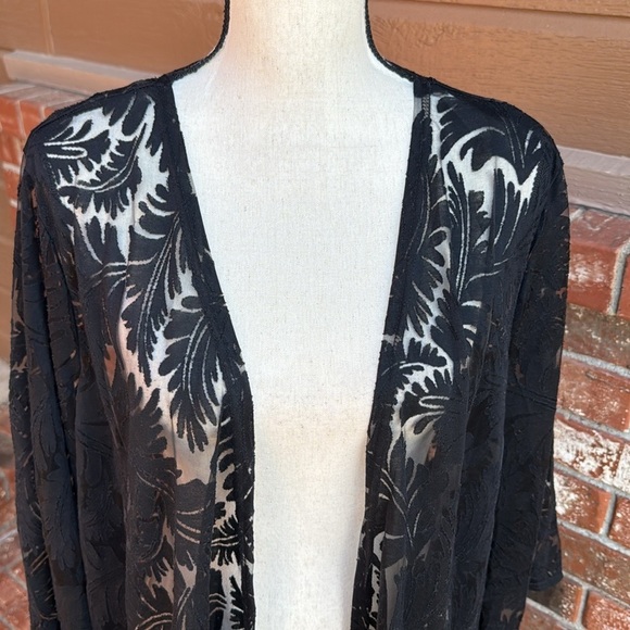 Siren Lily Maternity Women's Plus Size 2X Black Maternity Lace Duster Kimono - Picture 2 of 8